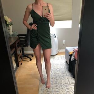 Majorelle Green silky mini wrap dress, XS